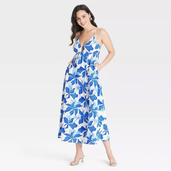 a new day Dresses & Skirts - a new day Blue and White Patterned Dress
